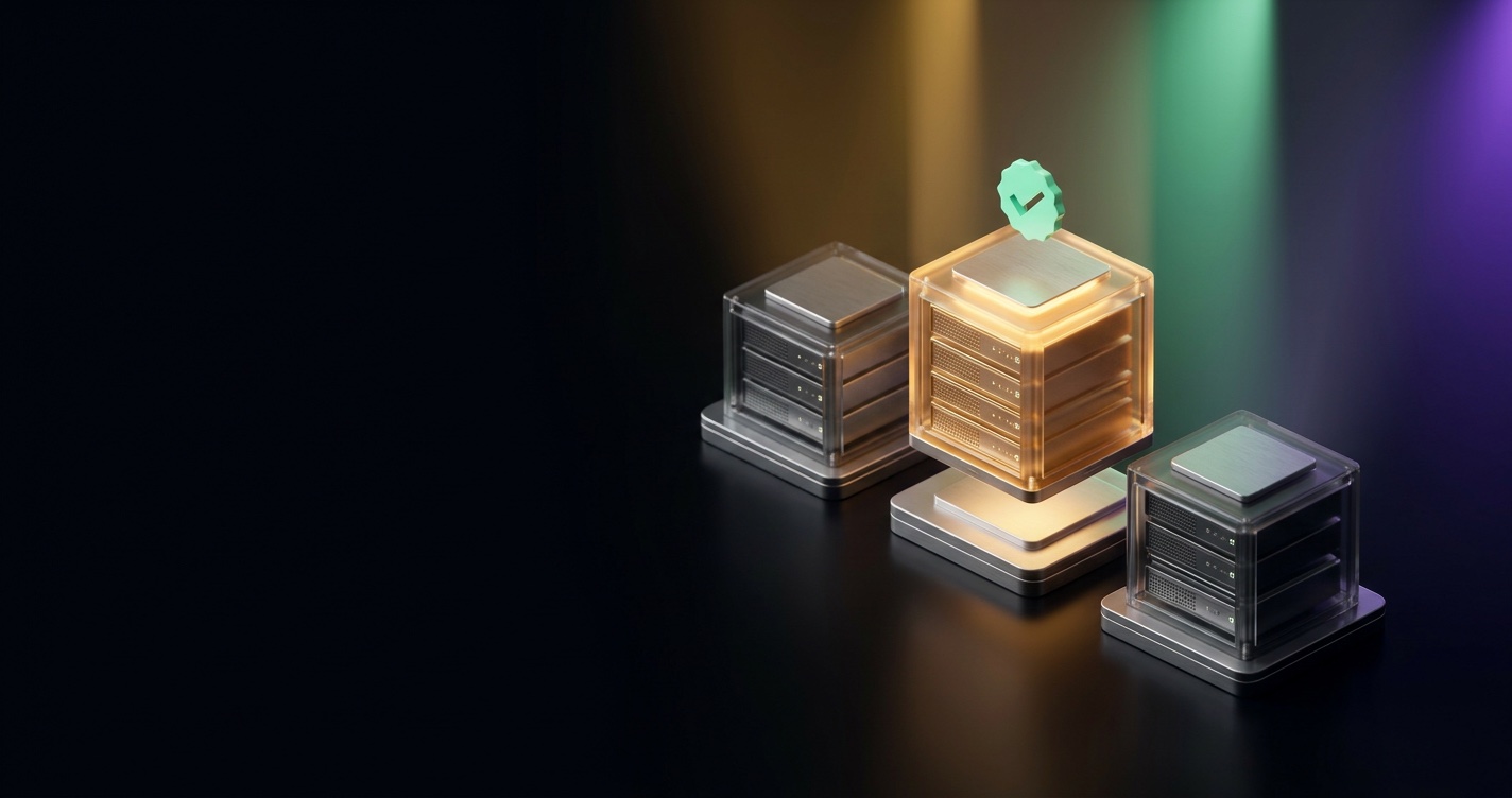 Choosing a Solana validator: a row of validator nodes with the best one highlighted and checked