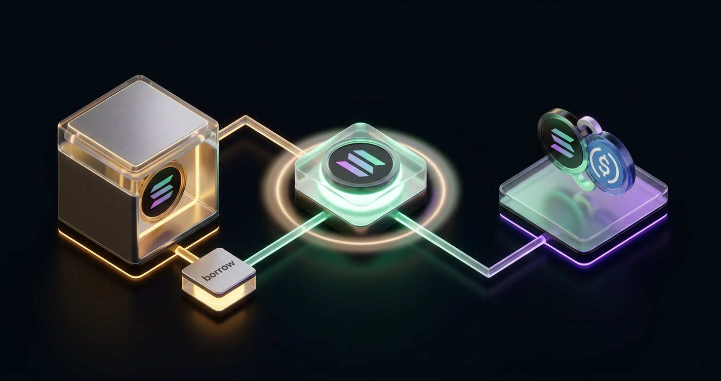 Using a Solana liquid staking token as DeFi collateral, liquidity and a borrow position while it keeps earning staking rewards